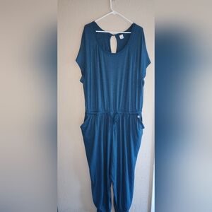 Blue Short Sleeve Jumpsuit
